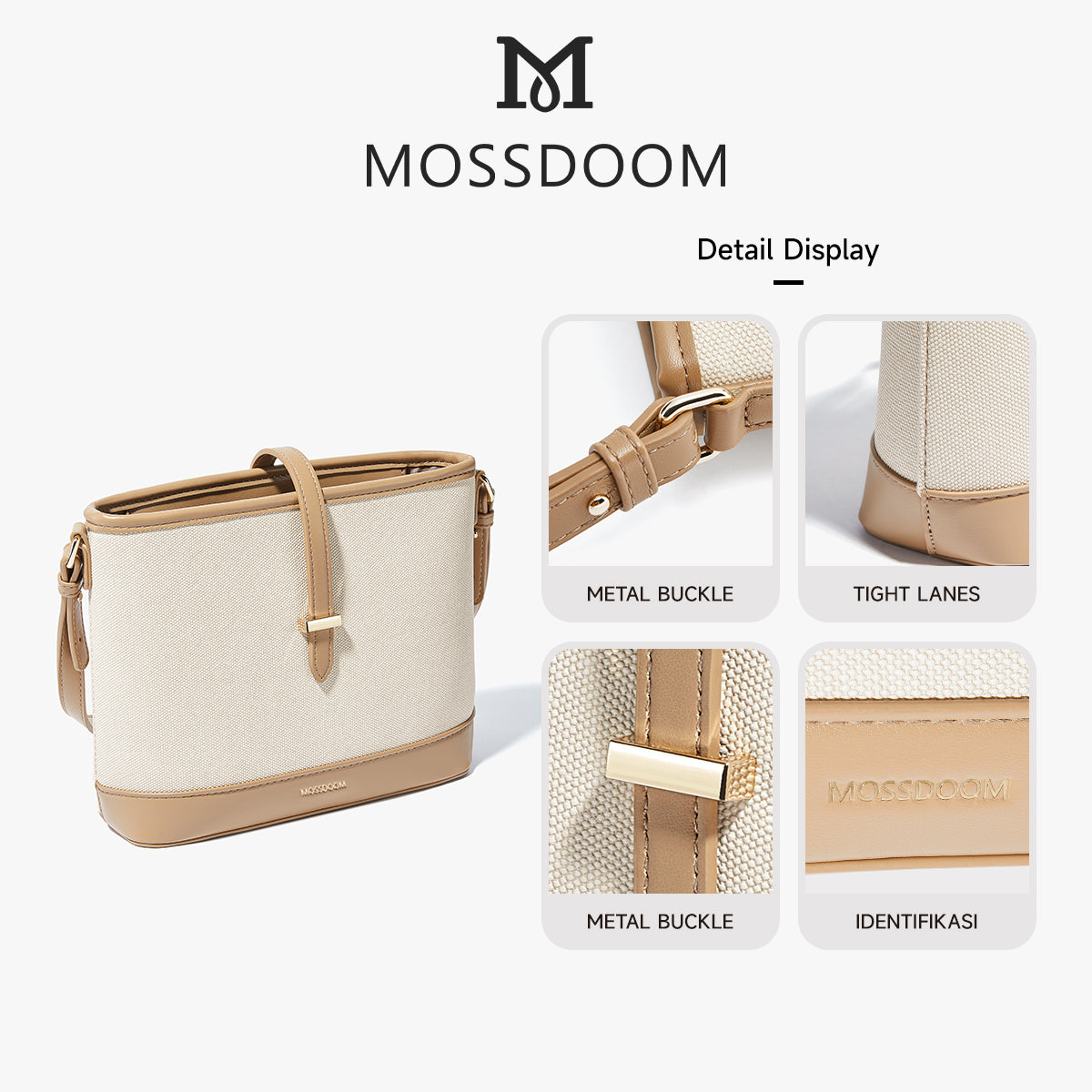 MOSSDOOM CATLY BAG – SWEET STITCHED COLOR SHOULDER BUCKET BAG FOR TRENDY WOMEN