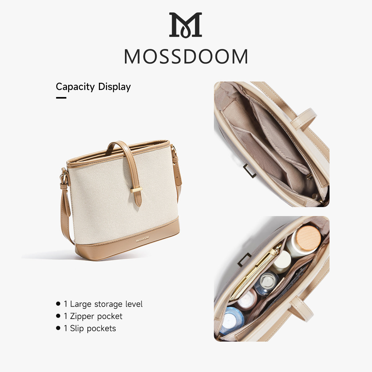 MOSSDOOM CATLY BAG – SWEET STITCHED COLOR SHOULDER BUCKET BAG FOR TRENDY WOMEN