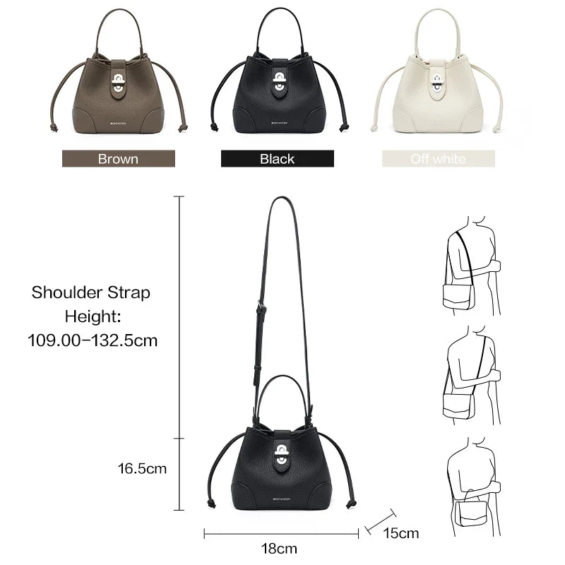 BOSTANTEN WOMEN'S DRAWSTRING BAG WITH BUCKLE LOCK