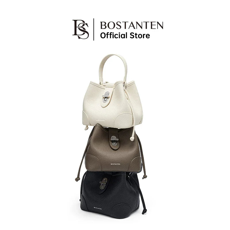 BOSTANTEN WOMEN'S DRAWSTRING BAG WITH BUCKLE LOCK
